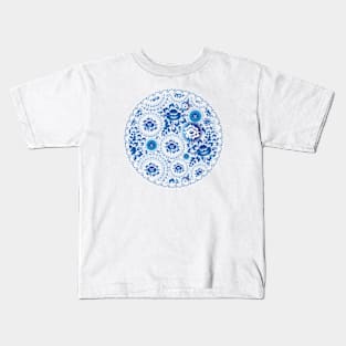 Romantic blue flowers and leaves (4) Kids T-Shirt